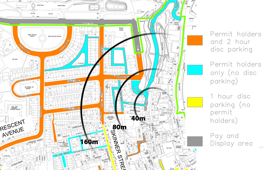 parking map of whitby west cliff zones for on-street parking