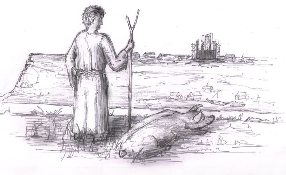 Whitby Abbey rebuilt pig farmer on the west cliff