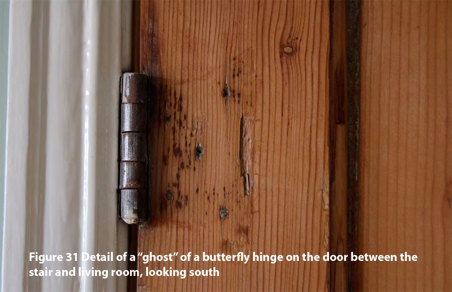 Figure 31 Detail of a “ghost” of a butterfly hinge on the door between the stair and living
