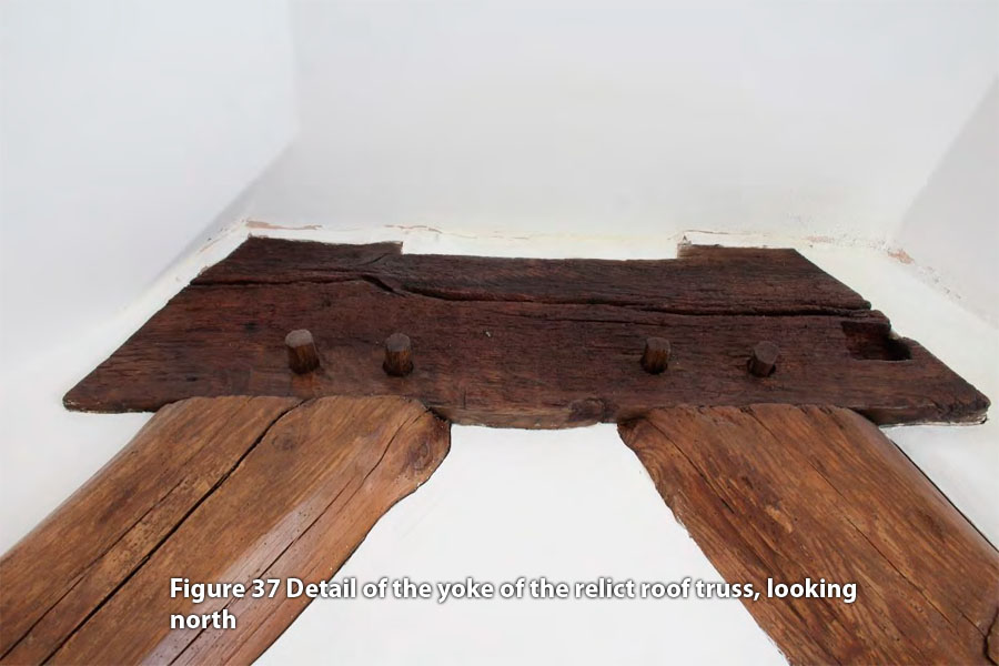 Figure 37 Detail of the yoke of the relict roof truss, looking north